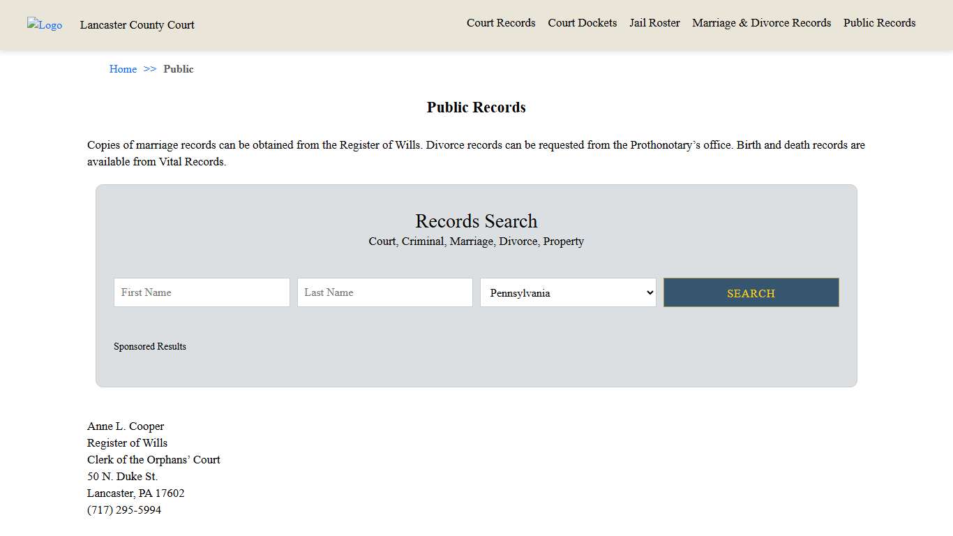 Public Records | Lancaster County Court
